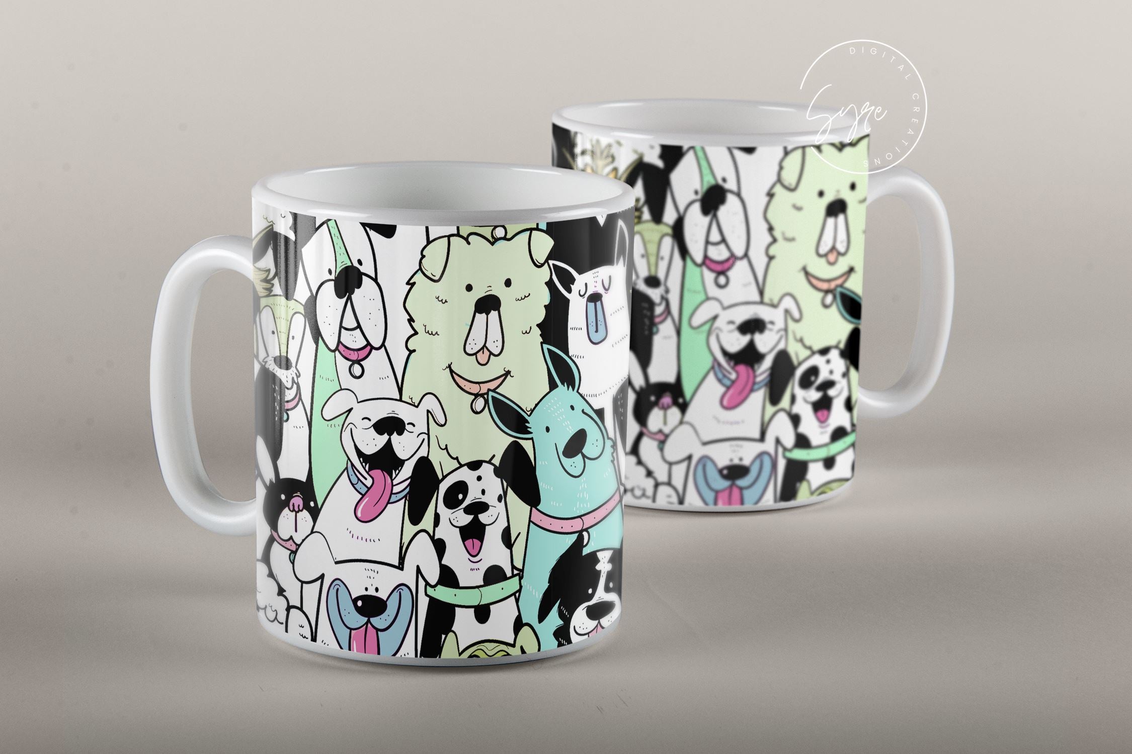 Dogs Mug Design, Cute Dogs Sublimation Wrap, Dog Mug Wrap, Gift for Dog  Lover, 11 & 15 Oz Mug Cricut Press Sublimation Wrap - So Fontsy