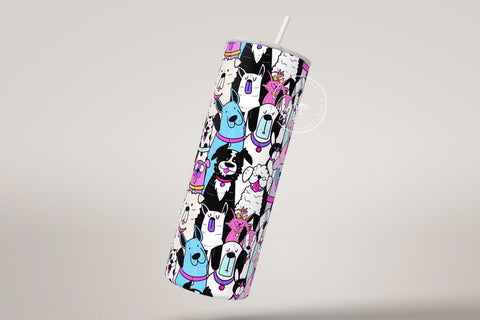 Dogs Pattern 20 oz Skinny Tumbler Design, Cute Puppies Tumbler Wrap, Puppies Sublimation Wrap png, Dog Lover Gift, Skinny Travel Tumbler Sublimation Syre Digital Creations 