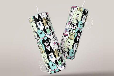 Dogs Pattern 20 oz Skinny Tumbler Design, Cute Puppies Tumbler Wrap, Puppies Sublimation Wrap png, Dog Lover Gift, Skinny Travel Tumbler Sublimation Syre Digital Creations 