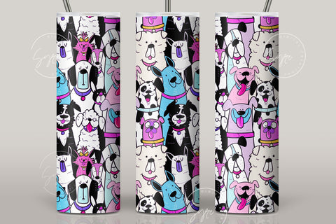 Dogs Pattern 20 oz Skinny Tumbler Design, Cute Puppies Tumbler Wrap, Puppies Sublimation Wrap png, Dog Lover Gift, Skinny Travel Tumbler Sublimation Syre Digital Creations 