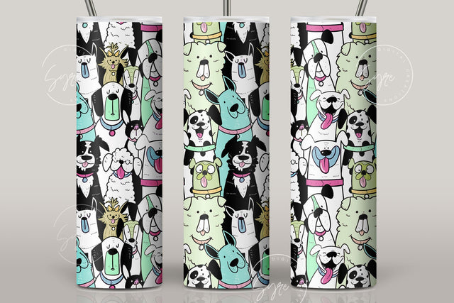 Dogs Pattern 20 oz Skinny Tumbler Design, Cute Puppies Tumbler Wrap, Puppies Sublimation Wrap png, Dog Lover Gift, Skinny Travel Tumbler Sublimation Syre Digital Creations 