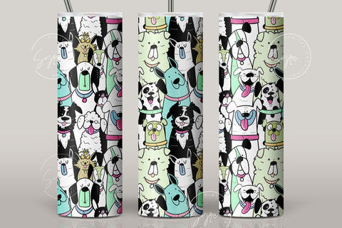 Dogs Pattern 20 oz Skinny Tumbler Design, Cute Puppies Tumbler Wrap, Puppies Sublimation Wrap png, Dog Lover Gift, Skinny Travel Tumbler Sublimation Syre Digital Creations 