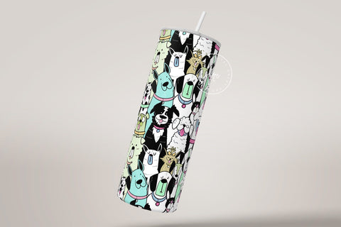 Dogs Pattern 20 oz Skinny Tumbler Design, Cute Puppies Tumbler Wrap, Puppies Sublimation Wrap png, Dog Lover Gift, Skinny Travel Tumbler Sublimation Syre Digital Creations 