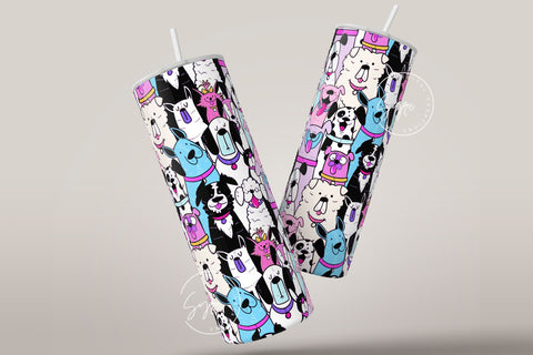 Dogs Pattern 20 oz Skinny Tumbler Design, Cute Puppies Tumbler Wrap, Puppies Sublimation Wrap png, Dog Lover Gift, Skinny Travel Tumbler Sublimation Syre Digital Creations 