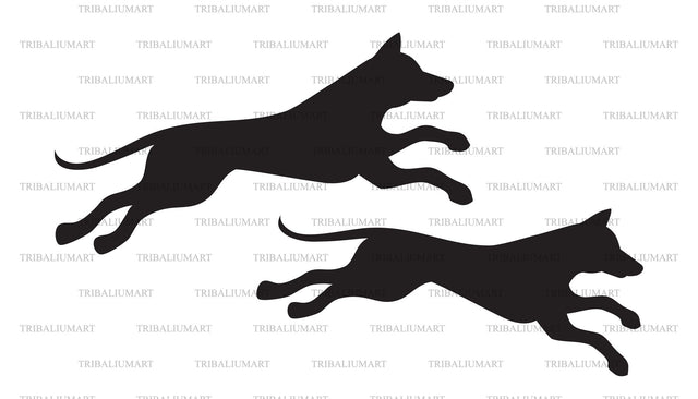 Dogs running or jumping SVG TribaliumArtSF 