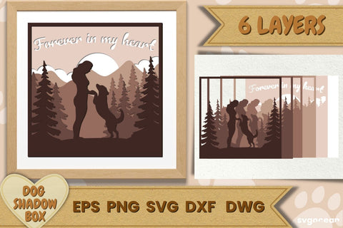 Dogs Shadow Box | 3D Layered SVG | Lightbox SVG SvgOcean 