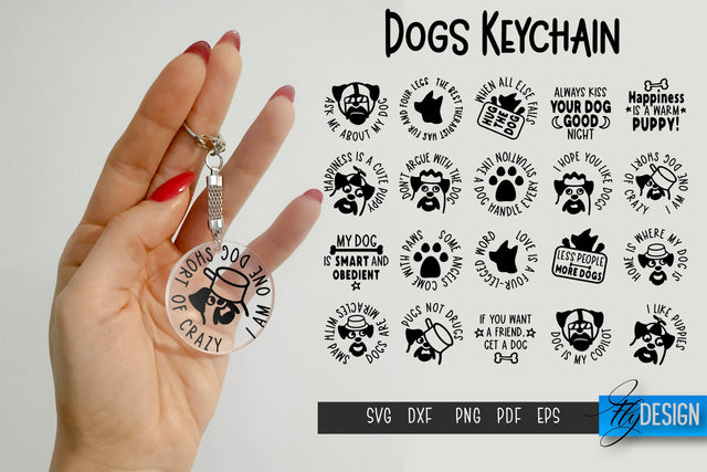 Dogs SVG Bundle | Round Keychain Designs | Pets Keychain SVG SVG Fly Design 