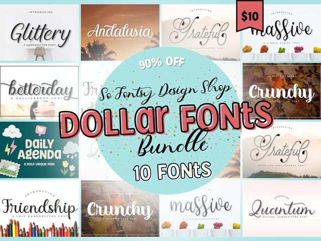 Dollar Fonts Bundle - In Cart Deal Bundle So Fontsy Design Shop 