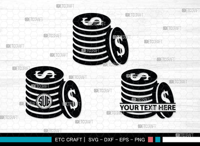 Dollar Monogram, Dollars And Money Silhouette, Money Svg, Coin Svg, Dollar Svg, Cash Svg, SB00026 SVG ETC Craft 