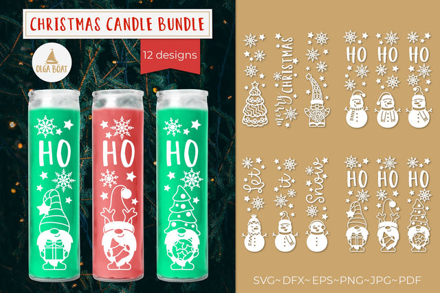 Dollar tree christmas candle bundle svg with Snowman, Gnomes SVG Olga Boat Design 