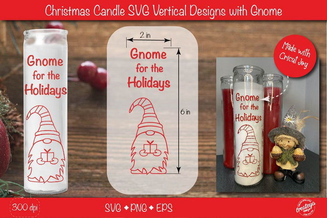 Dollar tree Christmas candle SVG| Holiday candle design with Gnome SVG Createya Design 