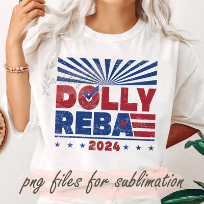 Dolly and Reba Png, Patriotic Design Png, Country Png, Red White and Blue, 4th of July Digital Design, President Sublimation Png, Instant Download Sublimation PrintingLife 
