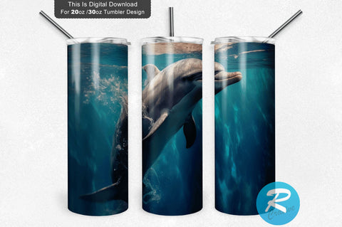 Dolphin 20 oz / 30 oz Skinny Tumbler Sublimation Regulrcrative 