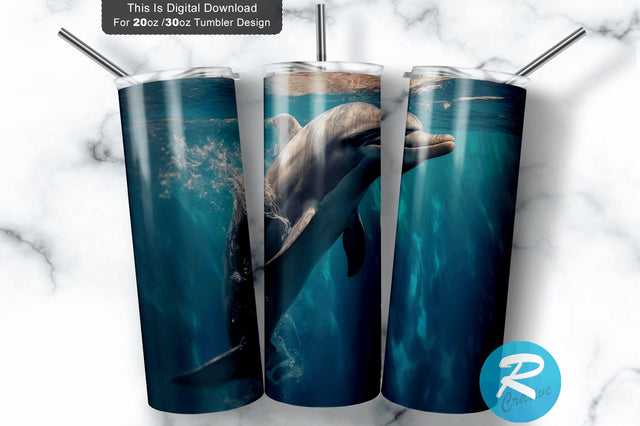 Dolphin 20 oz / 30 oz Skinny Tumbler Sublimation Regulrcrative 