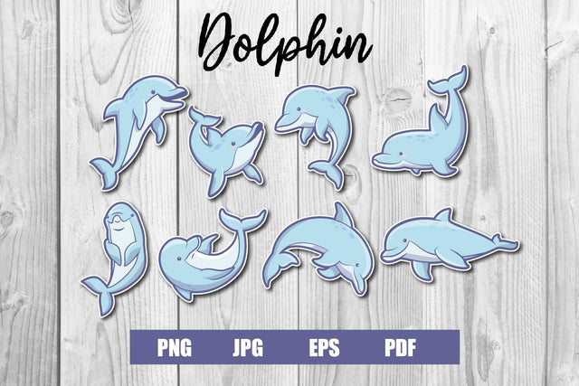 Dolphin clipart Sticker printable bundle SVG dadan_pm 