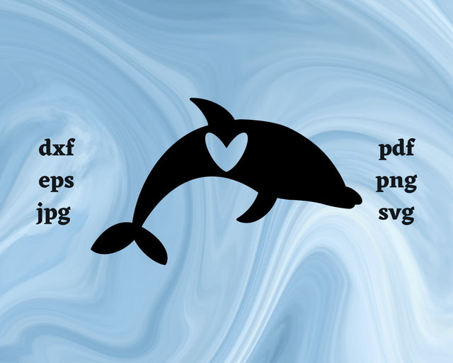 Dolphin Heart SVG Cut File SVG Northern Light SVG 