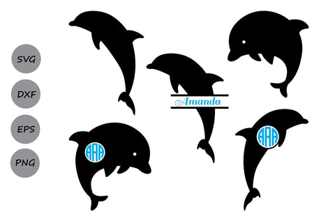 Dolphin Monogram| Sea Animals SVG Cut Files SVG CosmosFineArt 