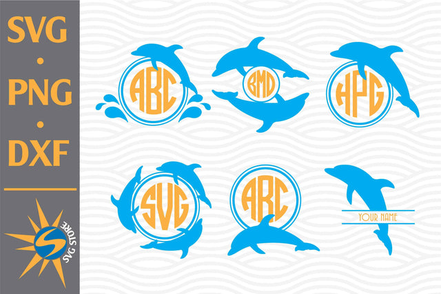 Dolphin Monogram SVG, PNG, DXF Digital Files Include SVG SVGStoreShop 