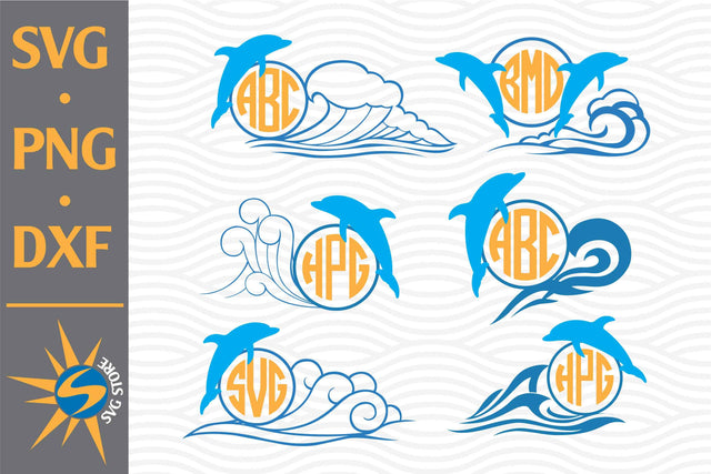 Dolphin Monogram SVG, PNG, DXF Digital Files Include SVG SVGStoreShop 