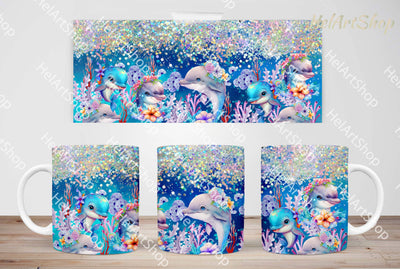 Dolphin Mug PNG Sublimation, Under The Sea 11Oz Mug Png Sublimation _HelArtShop_ 