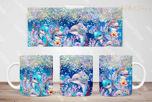 Dolphin Mug PNG Sublimation, Under The Sea 11Oz Mug Png Sublimation _HelArtShop_ 