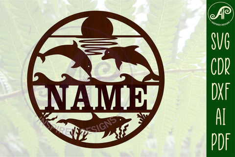 Dolphin name sign svg laser cut template SVG APInspireddesigns 
