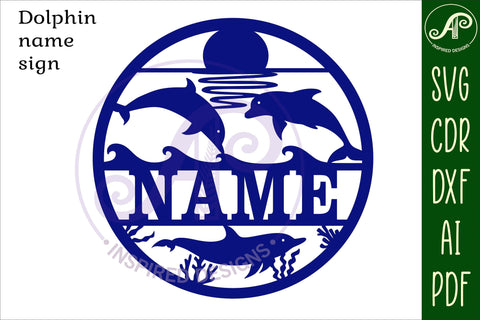 Dolphin name sign svg laser cut template SVG APInspireddesigns 