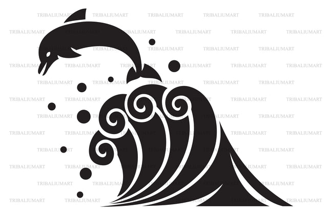 Dolphin on waves SVG TribaliumArtSF 