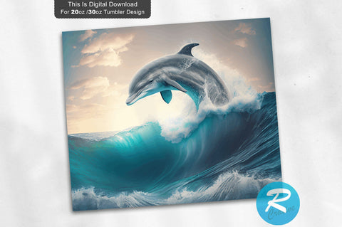 Dolphin Riding 20 oz / 30 oz Tumbler PNG Sublimation Regulrcrative 