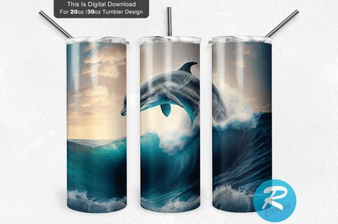 Dolphin Riding 20 oz / 30 oz Tumbler PNG Sublimation Regulrcrative 