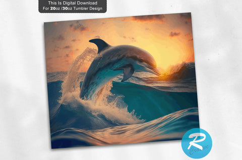 Dolphin Riding Stunning Close Up Golden 20 oz / 30 oz Tumbler PNG Sublimation Regulrcrative 