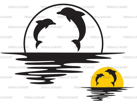 Dolphin sunset SVG TribaliumArtSF 