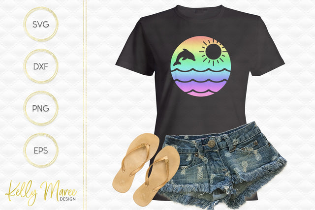 Dolphin & Sunshine SVG Cut File Kelly Maree Design 
