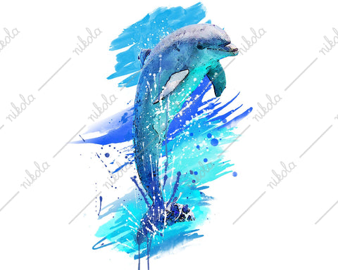Dolphin Watercolor Sublimation Clipart PNG JPG Sublimation nikola 