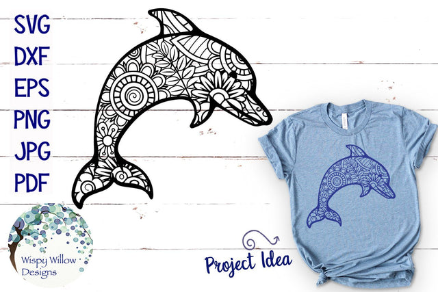 Dolphin Zentangle SVG SVG Wispy Willow Designs 