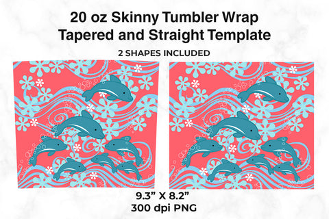 Dolphins At The Bottom Of The Sea 20 oz Skinny Tumbler Wrap Design Pink Sublimation Sublimatiz Designs 