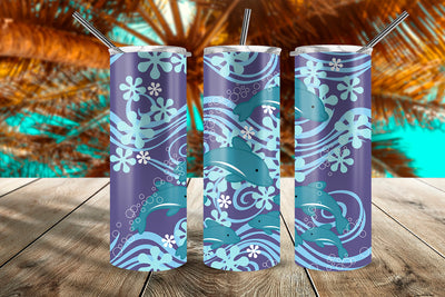 Dolphins At The Bottom Of The Sea 20 oz Skinny Tumbler Wrap Design Violet Sublimation Sublimatiz Designs 
