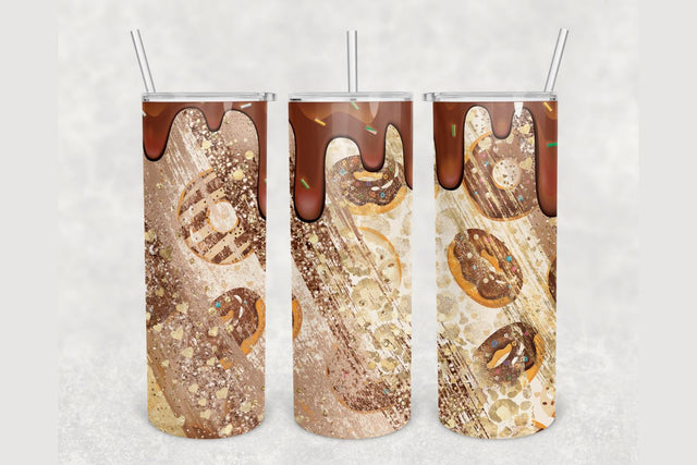 Donat Drip Glitter Confetti Brush Tumbler sublimation design 20 oz skinny tumbler wrap Sublimation BambinaCreations 