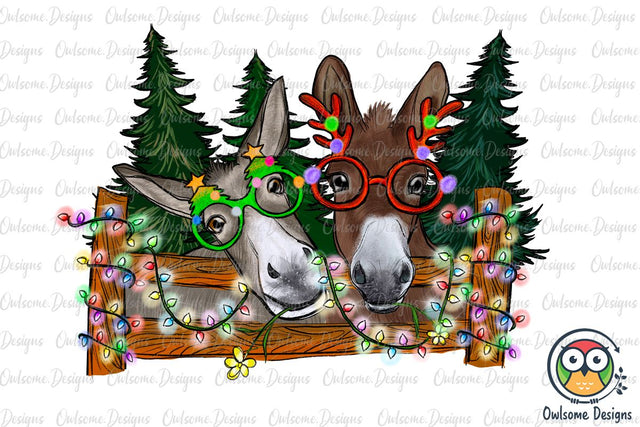 Donkey Christmas PNG Sublimation Sublimation Owlsome.Designs 