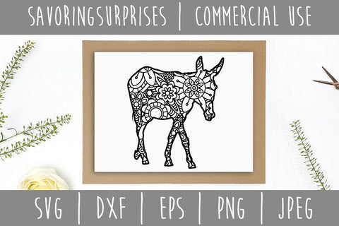 Donkey Mandala Zentangle SVG SavoringSurprises 