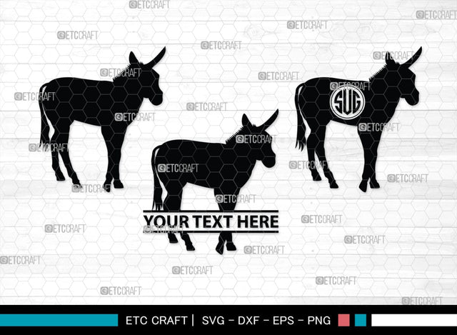 Donkey Monogram, Donkey Silhouette, Donkey SVG, Ass Svg, Farm Animal Svg, Jackass Donkey Svg, SB00254 SVG ETC Craft 