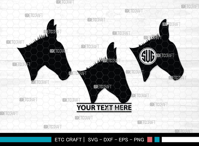 Donkey Monogram, Donkey Silhouette, Donkey SVG, Ass Svg, Farm Animal Svg, Jackass Donkey Svg, SB00254 SVG ETC Craft 