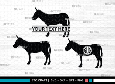 Donkey Monogram, Donkey Silhouette, Donkey SVG, Ass Svg, Farm Animal Svg, Jackass Donkey Svg, SB00254 SVG ETC Craft 