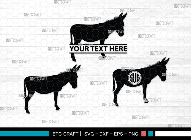 Donkey Monogram, Donkey Silhouette, Donkey SVG, Ass Svg, Farm Animal Svg, Jackass Donkey Svg, SB00254 SVG ETC Craft 