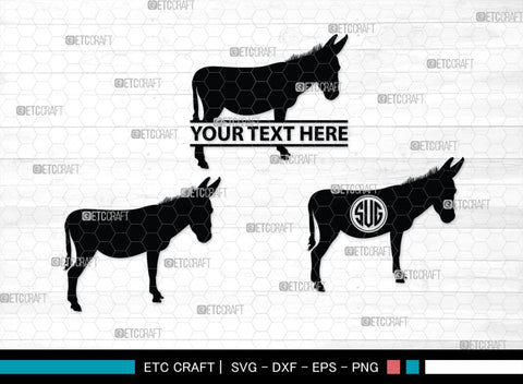 Donkey Monogram, Donkey Silhouette, Donkey SVG, Ass Svg, Farm Animal Svg, Jackass Donkey Svg, SB00254 SVG ETC Craft 