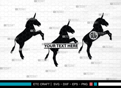 Donkey Monogram, Donkey Silhouette, Donkey SVG, Ass Svg, Farm Animal Svg, Jackass Donkey Svg, SB00254 SVG ETC Craft 