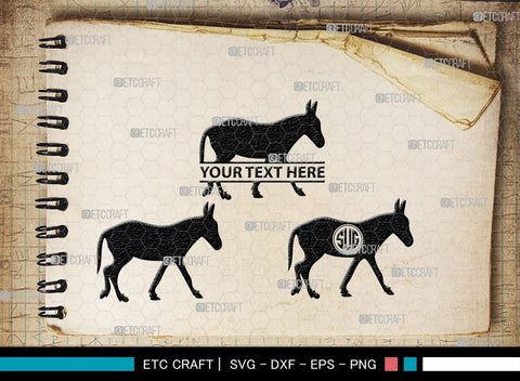 Donkey Monogram, Donkey Silhouette, Donkey SVG, Ass Svg, Farm Animal Svg, Jackass Donkey Svg, SB00254 SVG ETC Craft 