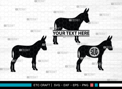 Donkey Monogram, Donkey Silhouette, Donkey SVG, Ass Svg, Farm Animal Svg, Jackass Donkey Svg, SB00254 SVG ETC Craft 