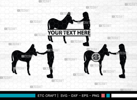 Donkey Monogram, Donkey Silhouette, Donkey SVG, Ass Svg, Farm Animal Svg, Jackass Donkey Svg, SB00254 SVG ETC Craft 