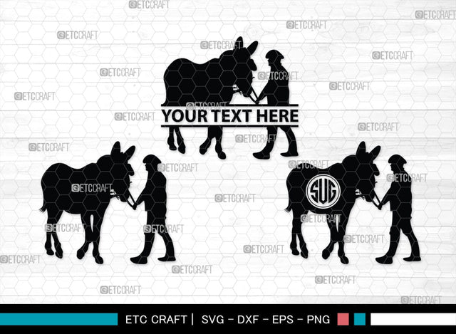 Donkey Monogram, Donkey Silhouette, Donkey SVG, Ass Svg, Farm Animal Svg, Jackass Donkey Svg, SB00254 SVG ETC Craft 
